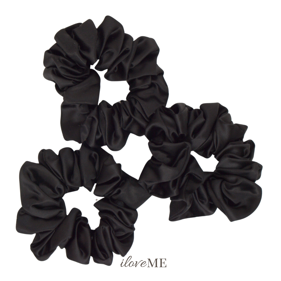 100% Mulberry Silk Scrunchie Trio – Gentle Hold, No Kinks (3.5cm, 22-momme)