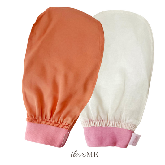 100% Silk Exfoliating Glove (2pcs) - Smooth, Radiant Skin