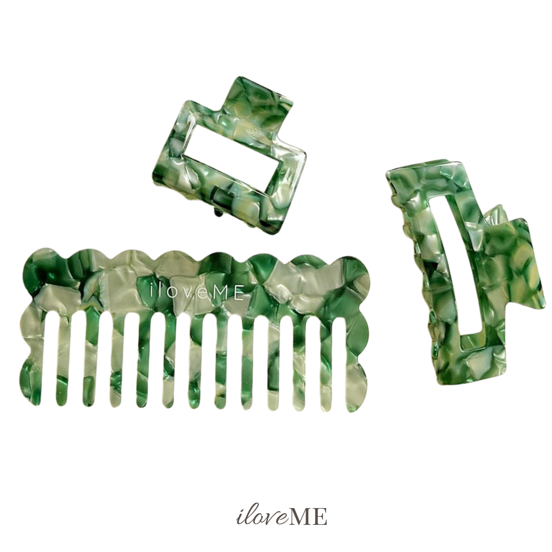 Acetate Detangling Comb & Hair Claw Set