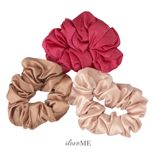 3-Piece 100% Mulberry Silk Scrunchies (3.5cm)